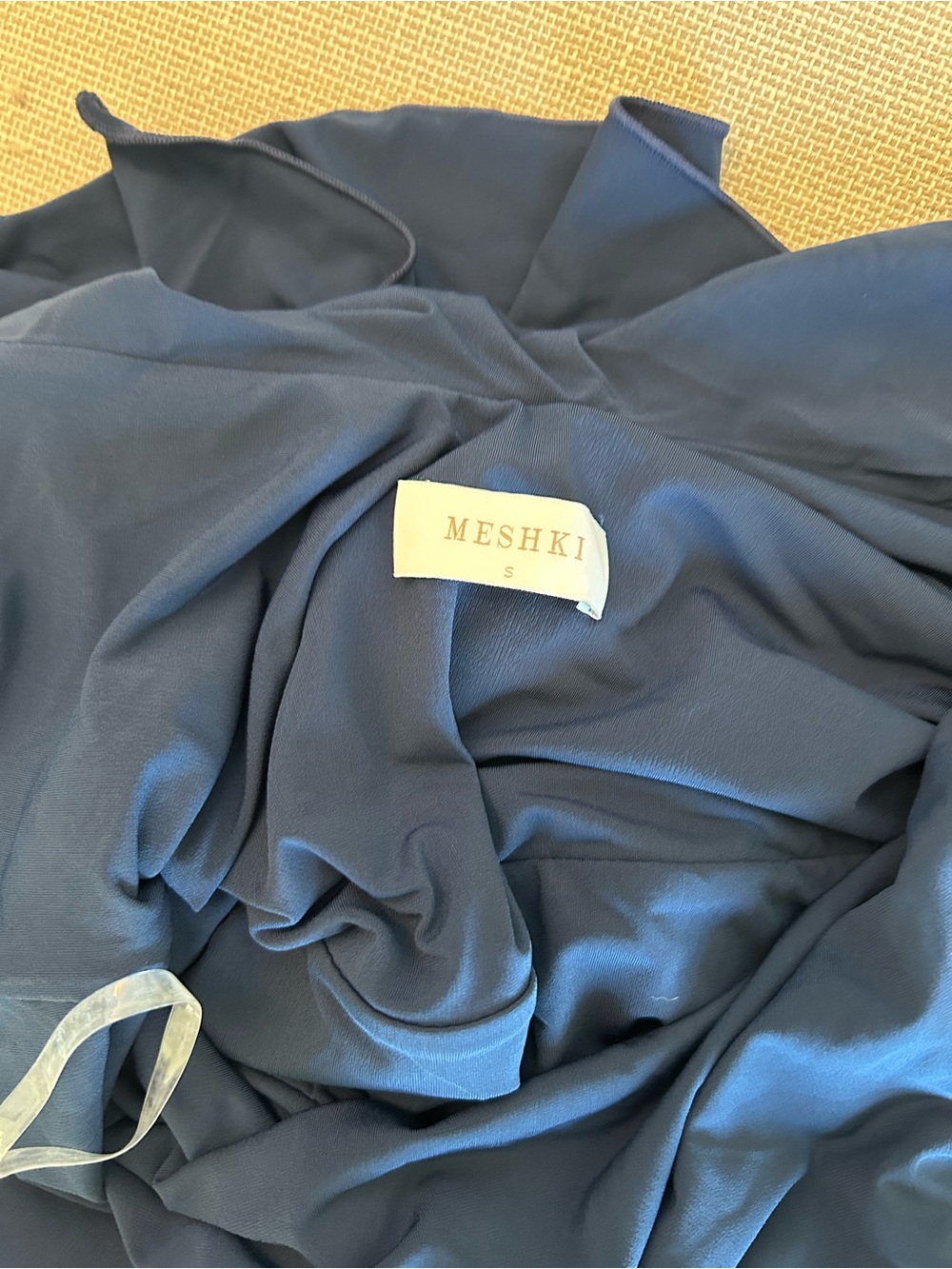 BEST Meshki Emory Jersey Cape Maxi Dress Gown Navy Blue Backless Cocktail Party - Picture 9 of 11